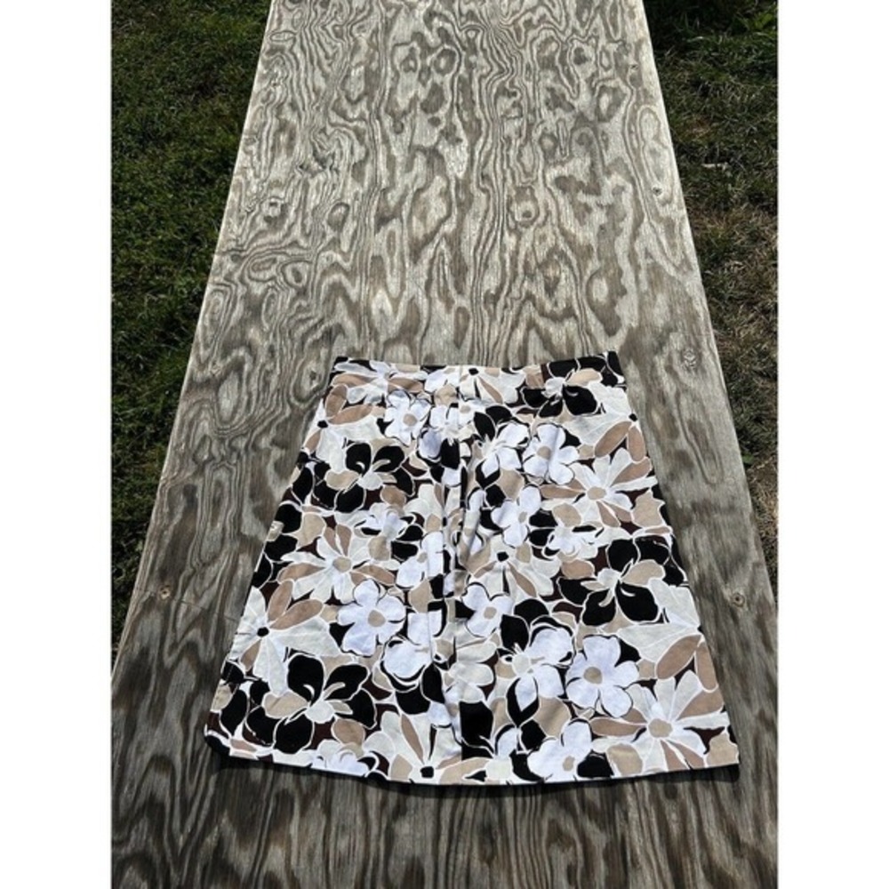 Briggs New York‎ Floral Skirt Boho Women's 16 Vintage White Brown Black